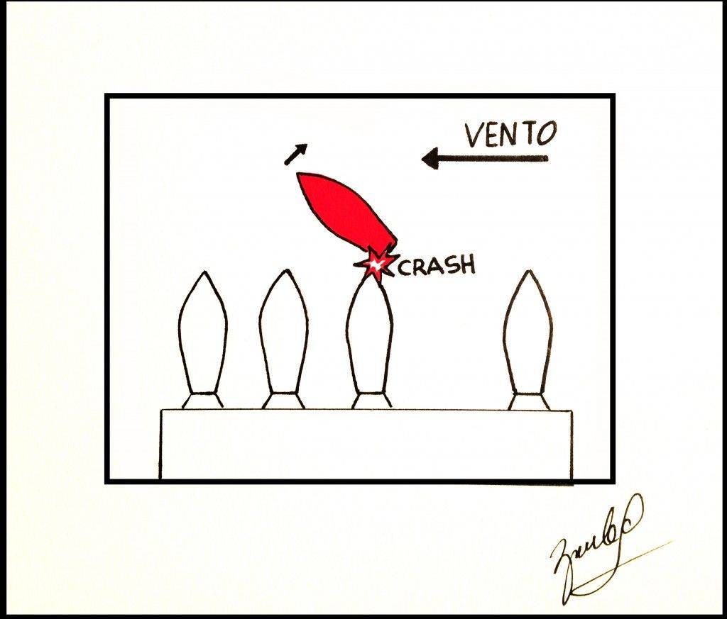 ormeggio con vento forte collisione