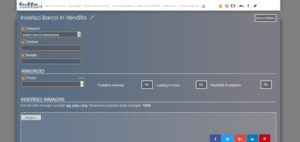 Scheda di inserimento di un annuncio per Barche in vendita