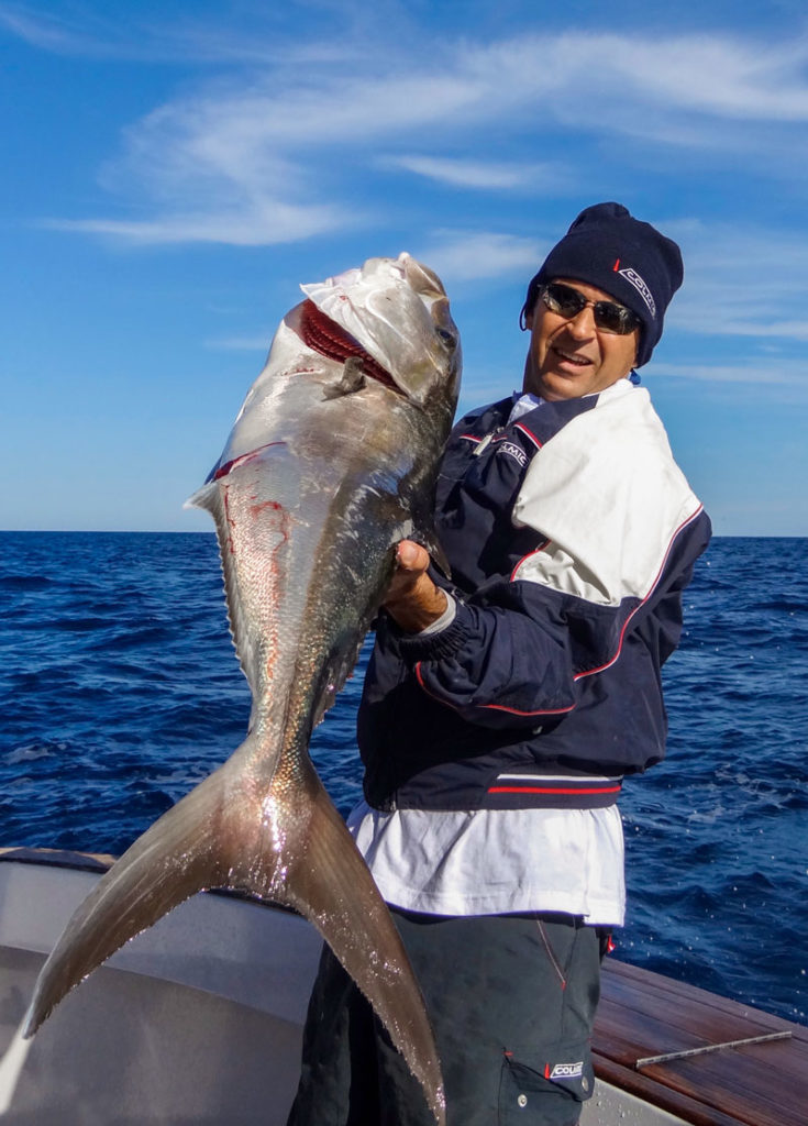 downrigger ricciola catturata